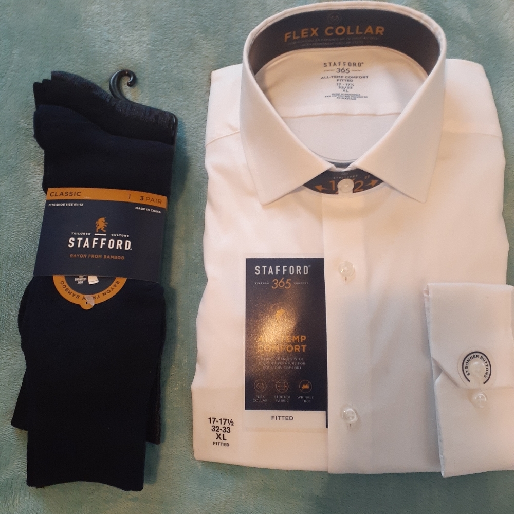 NWT Stafford Dress Shirt with dress socks